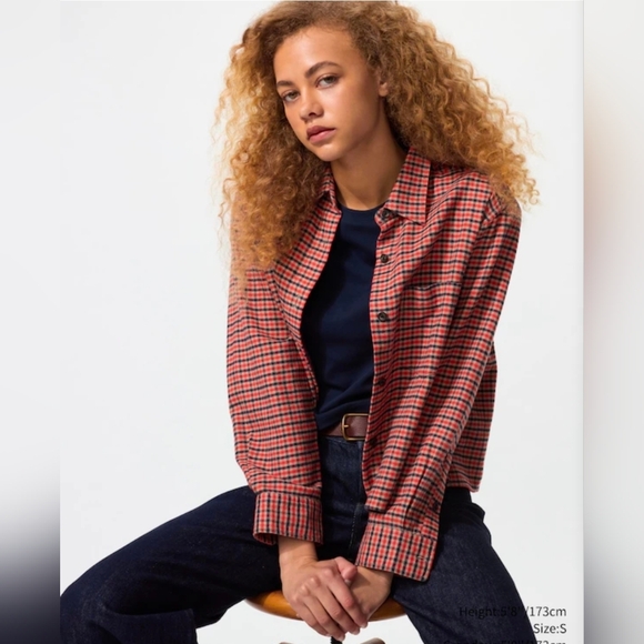 Uniqlo Tops - NWT Uniqlo Flannel Boxy Shirt, Red Plaid, Size M